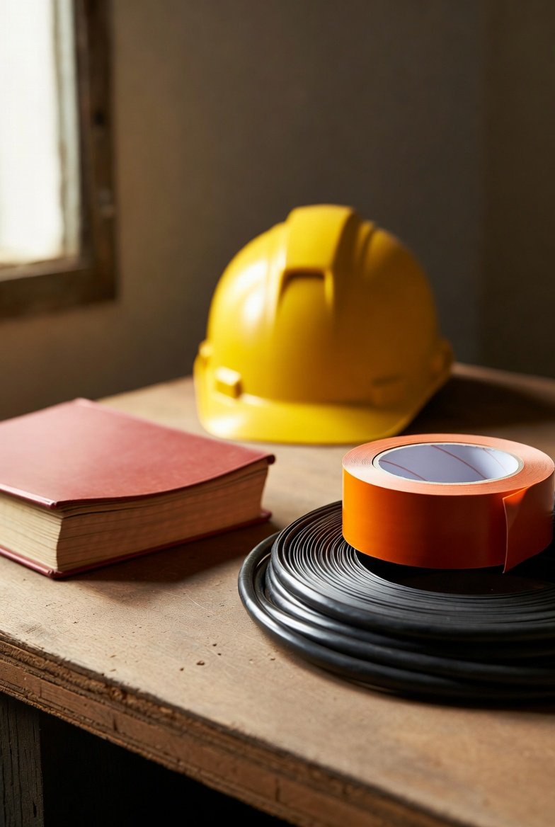Texas electrician studying NEC code book and safety materials for TDLR continuing education