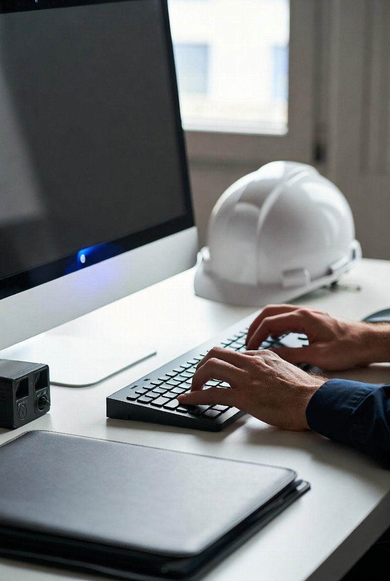 texas master electrician license renewal — electrician logging into TDLR MyLicense Office portal at a desktop computer